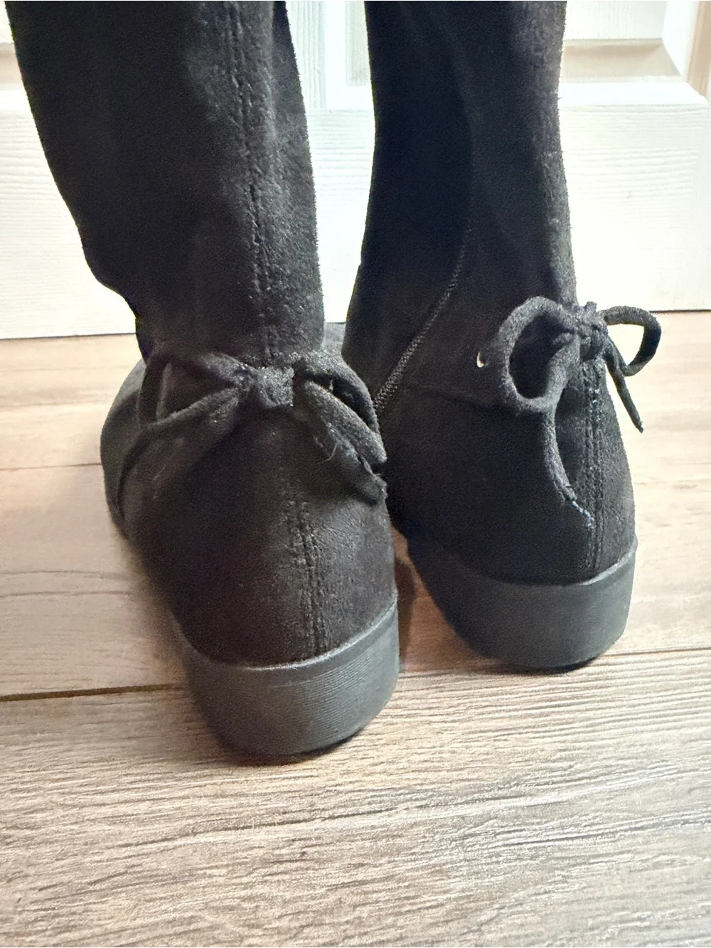 Women’s Black Over the Knee Suede Boots Size 8.5 Tall Stretchy Zip Comfy